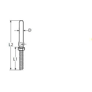 Terminaison filetée pas à droite - ø4mm - à sertir