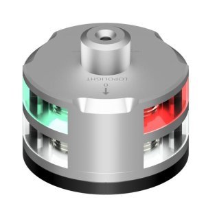 Combiné tricolor - bâbord-tribord 112,5° - poupe 135° - mouillage 360° - 1mn - montage horizontal - aluminium anodisé - Flat base + support