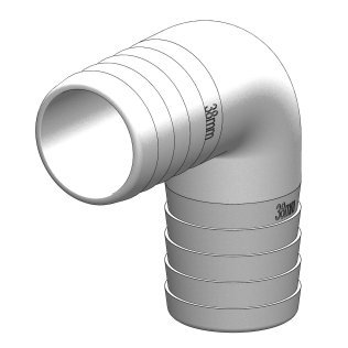 Coude 90° MM - cannelé ø38 mm - blanc