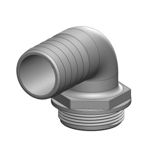 Coude 90° MM fileté cannelé 38 mm 1''1/2 BSP joint bleu - blanc - packagé